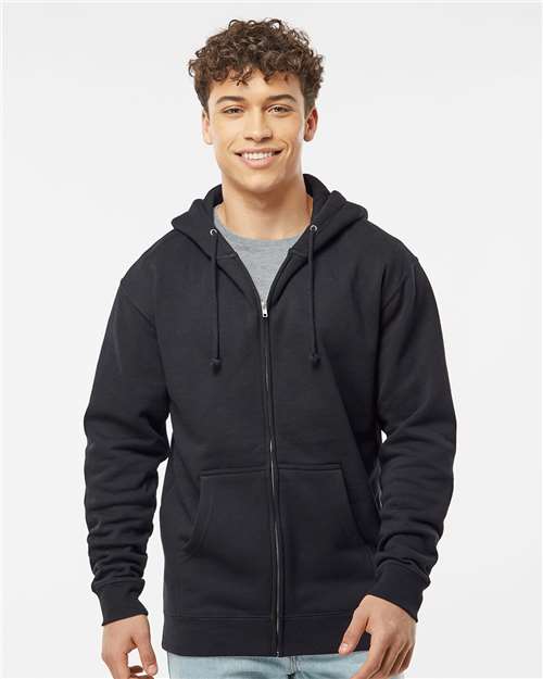 Independent Trading Co. Unisex Heavyweight Full-Zip Hooded Sweatshirt - IND4000Z Black