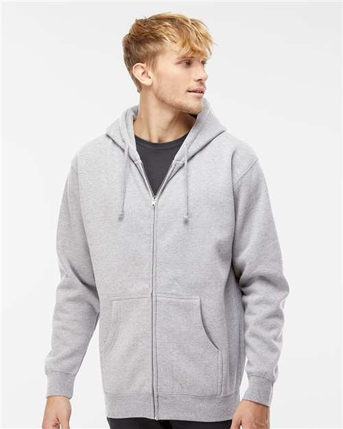 Independent Trading Co. Unisex Heavyweight Full-Zip Hooded Sweatshirt - IND4000Z Grey Heather