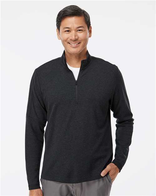 Adidas Men's 3-Stripes Quarter-Zip Sweater Pullover - A554 Black Melange