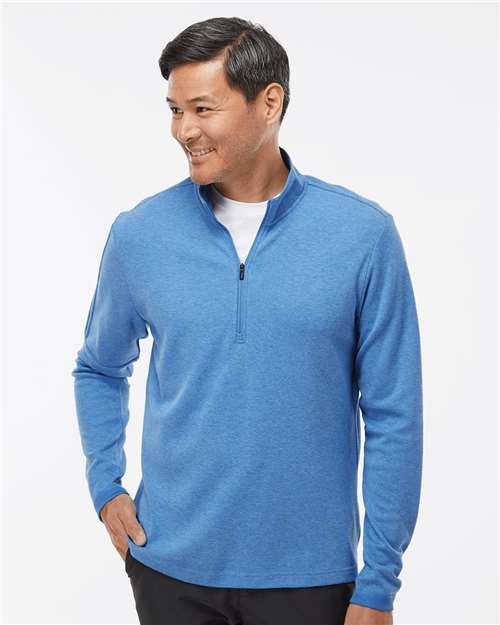 Adidas Men's 3-Stripes Quarter-Zip Sweater Pullover - A554 Focus Blue Melange