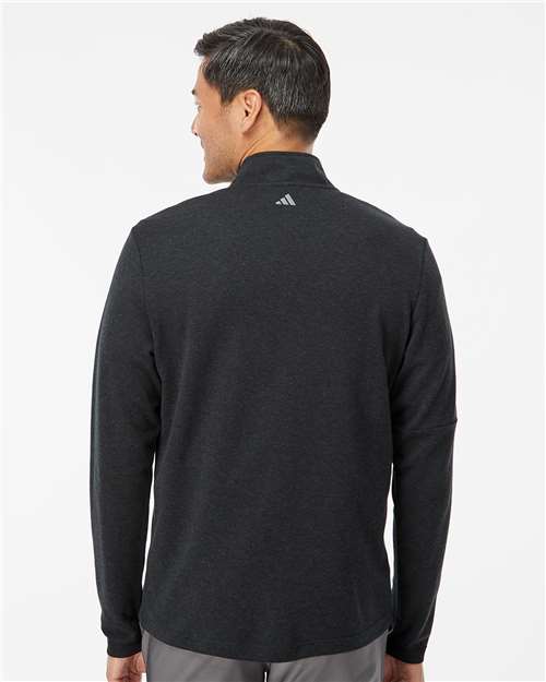 Adidas Men's 3-Stripes Quarter-Zip Sweater Pullover - A554 Black Melange