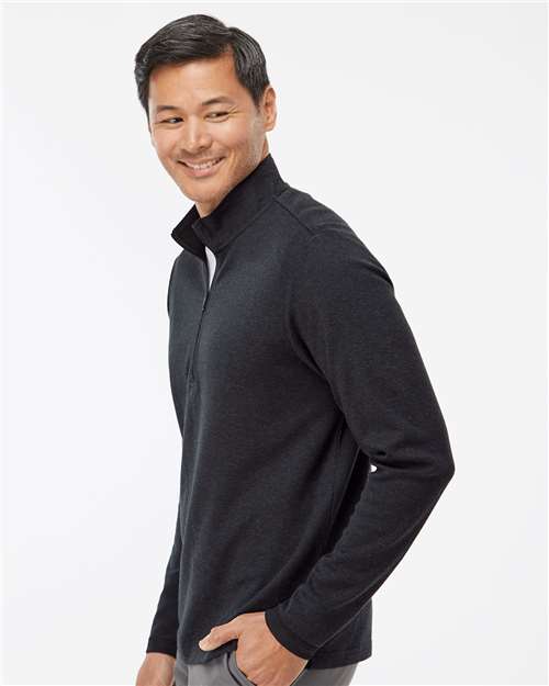 Adidas Men's 3-Stripes Quarter-Zip Sweater Pullover - A554 Black Melange