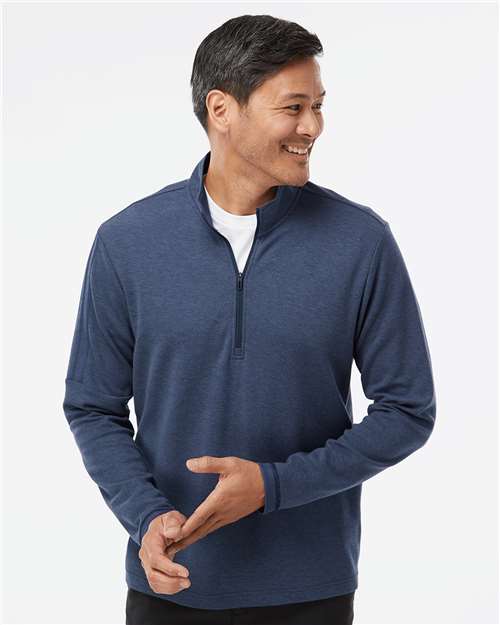 Adidas Men's 3-Stripes Quarter-Zip Sweater Pullover - A554 Collegiate Navy Melange
