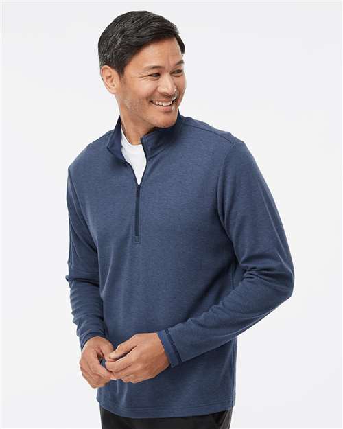 Adidas Men's 3-Stripes Quarter-Zip Sweater Pullover - A554 Collegiate Navy Melange