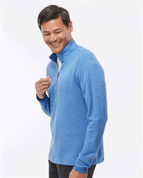 Adidas Men's 3-Stripes Quarter-Zip Sweater Pullover - A554 Focus Blue Melange