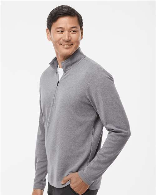 Adidas Men's 3-Stripes Quarter-Zip Sweater Pullover - A554 Grey Three Melange