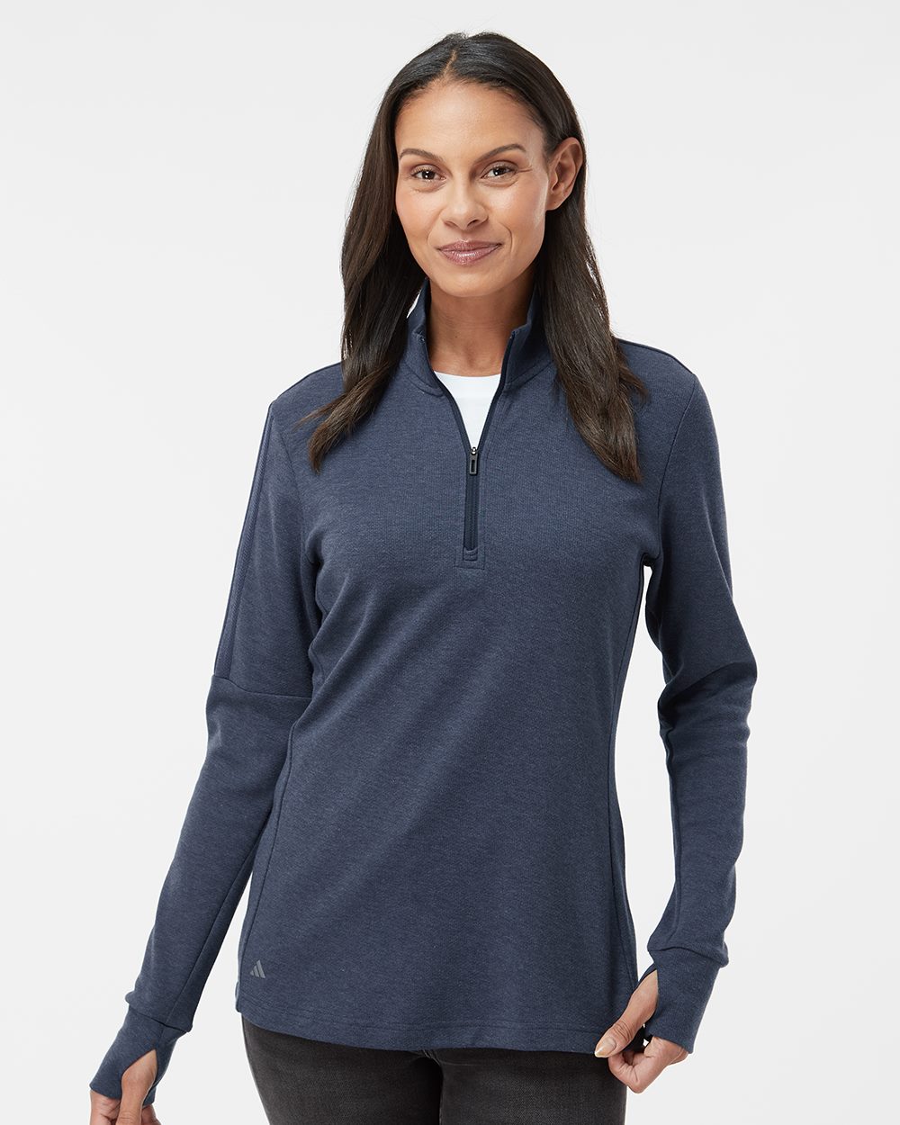 Adidas Women's 3-Stripes Quarter-Zip Sweater Pullover - A555