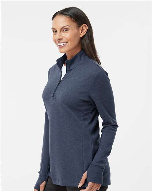 Adidas Women's 3-Stripes Quarter-Zip Sweater Pullover - A555 Collegiate Navy Melange