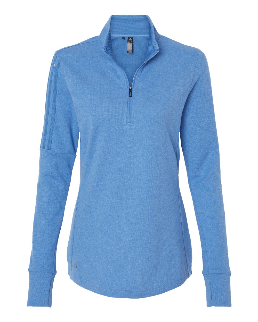 Adidas Women's 3-Stripes Quarter-Zip Sweater Pullover - A555 Focus Blue Melange
