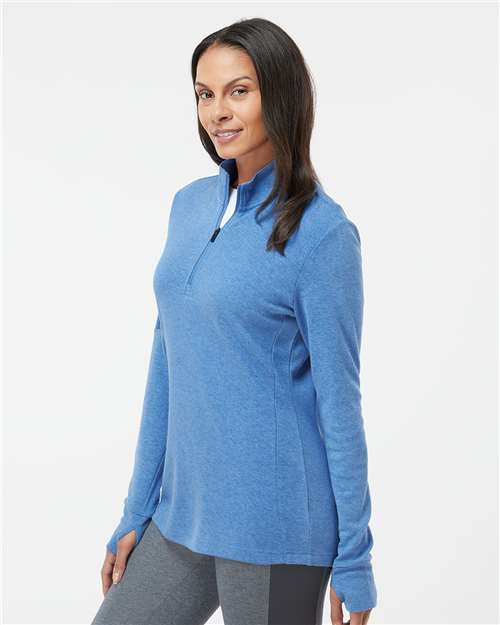 Adidas Women's 3-Stripes Quarter-Zip Sweater Pullover - A555 Focus Blue Melange