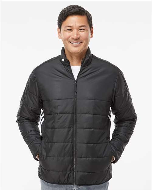 Adidas Men's 3-Stripes Puffer Full-Zip Jacket - A570 Black