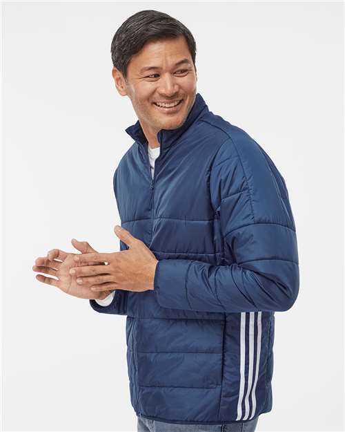 Adidas Men's 3-Stripes Puffer Full-Zip Jacket - A570 Team Navy Blue