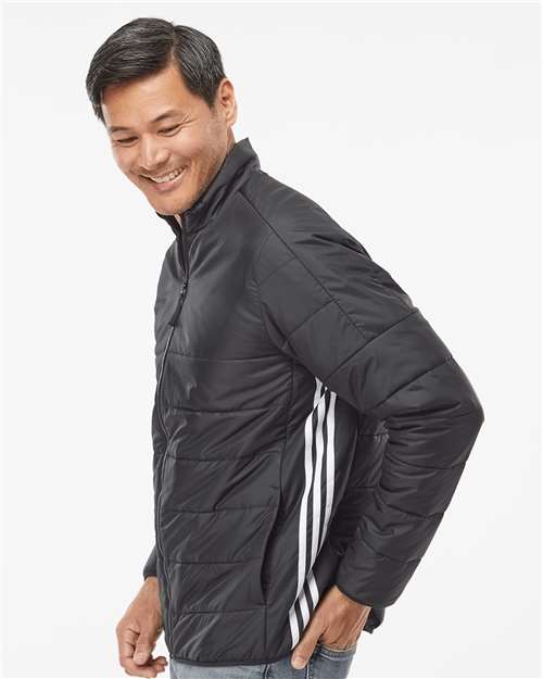 Adidas Men's 3-Stripes Puffer Full-Zip Jacket - A570 Black