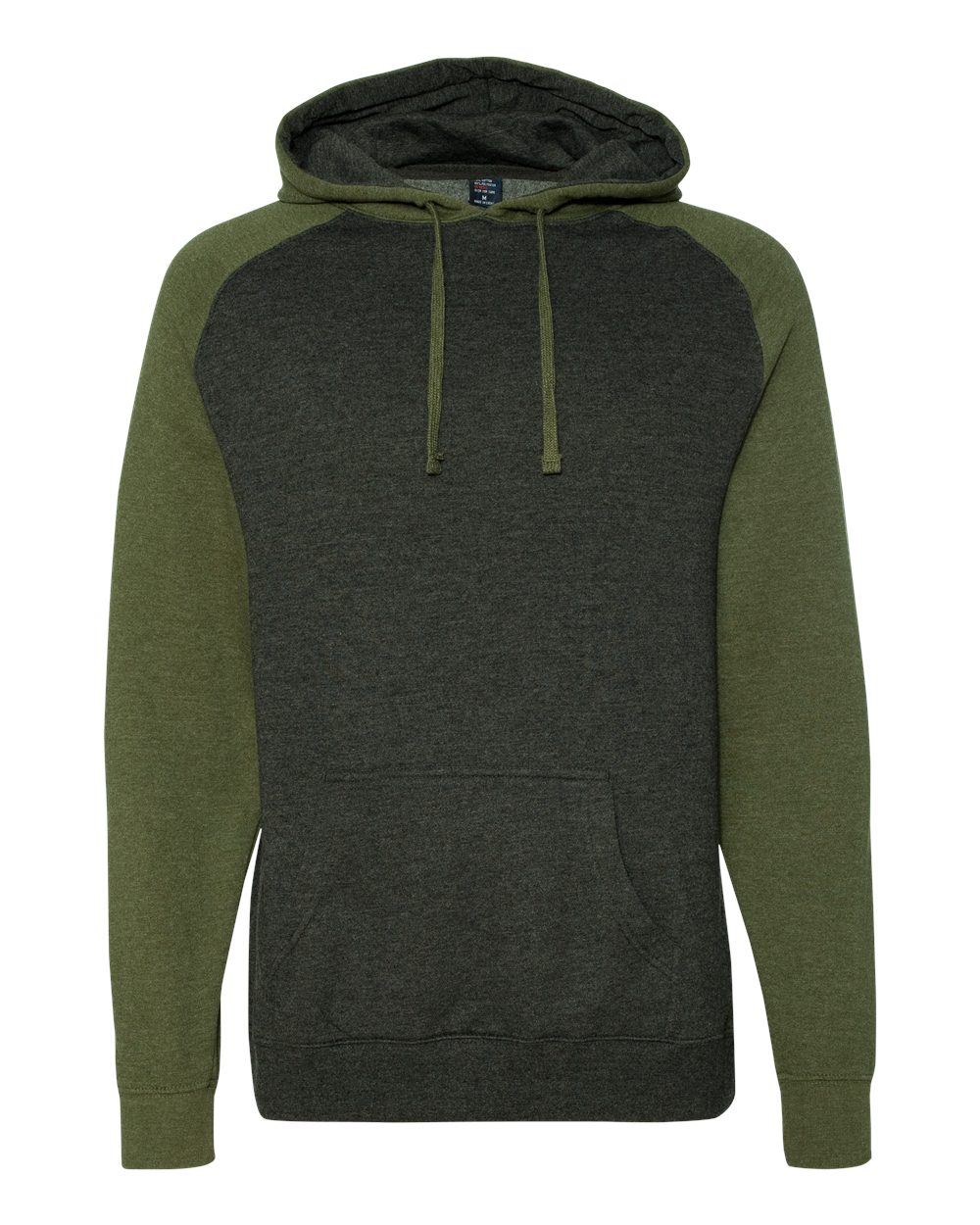 Independent Trading Co. Unisex Raglan Hooded Sweatshirt - IND40RP Charcoal Heather- Army Heather