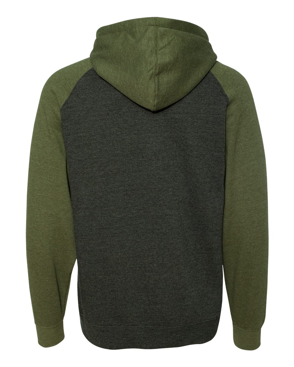 Independent Trading Co. Unisex Raglan Hooded Sweatshirt - IND40RP Charcoal Heather- Army Heather