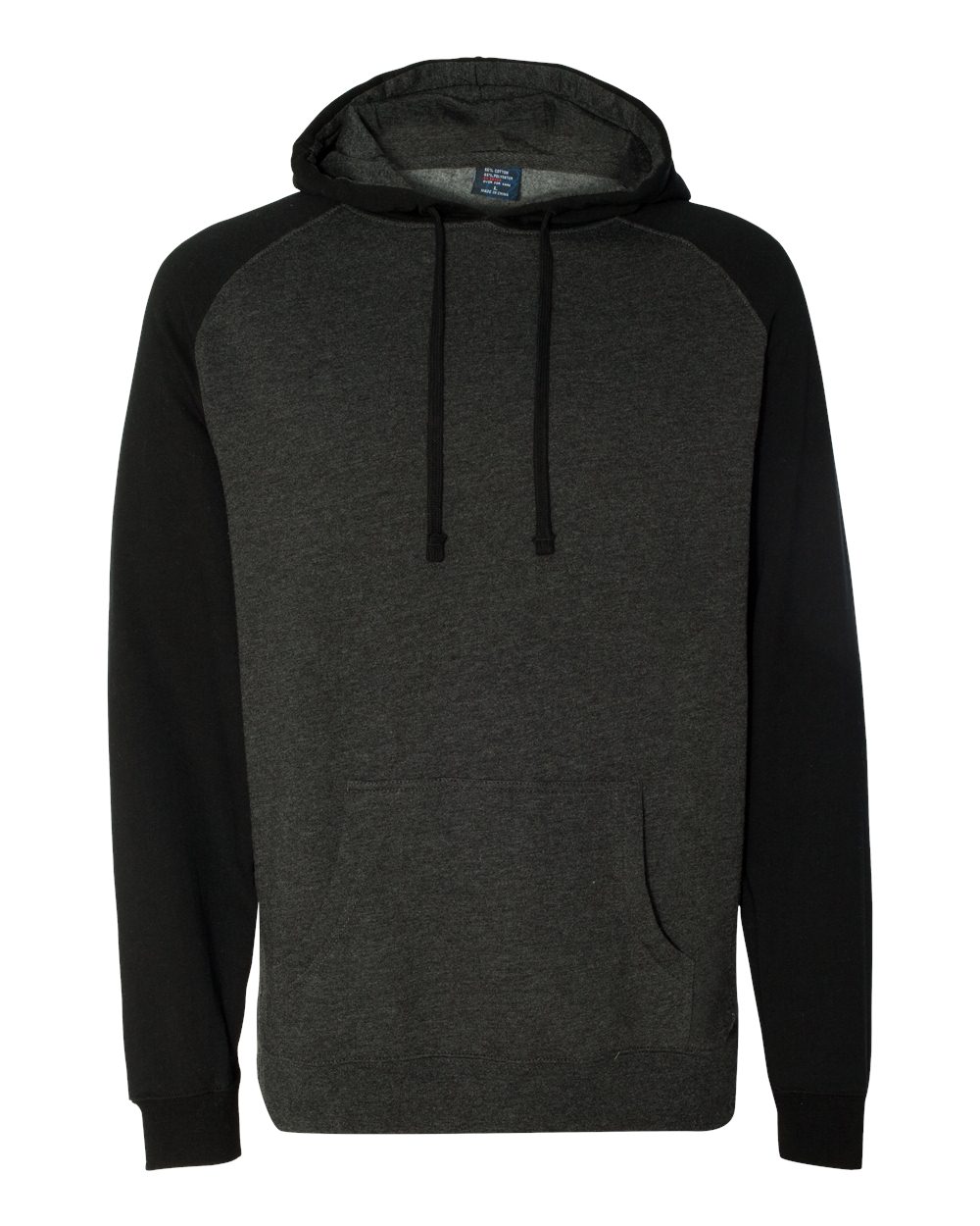 Independent Trading Co. Unisex Raglan Hooded Sweatshirt - IND40RP Charcoal Heather- Black