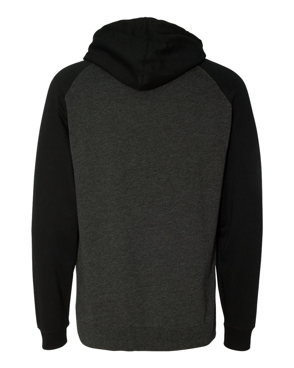Independent Trading Co. Unisex Raglan Hooded Sweatshirt - IND40RP Charcoal Heather- Black