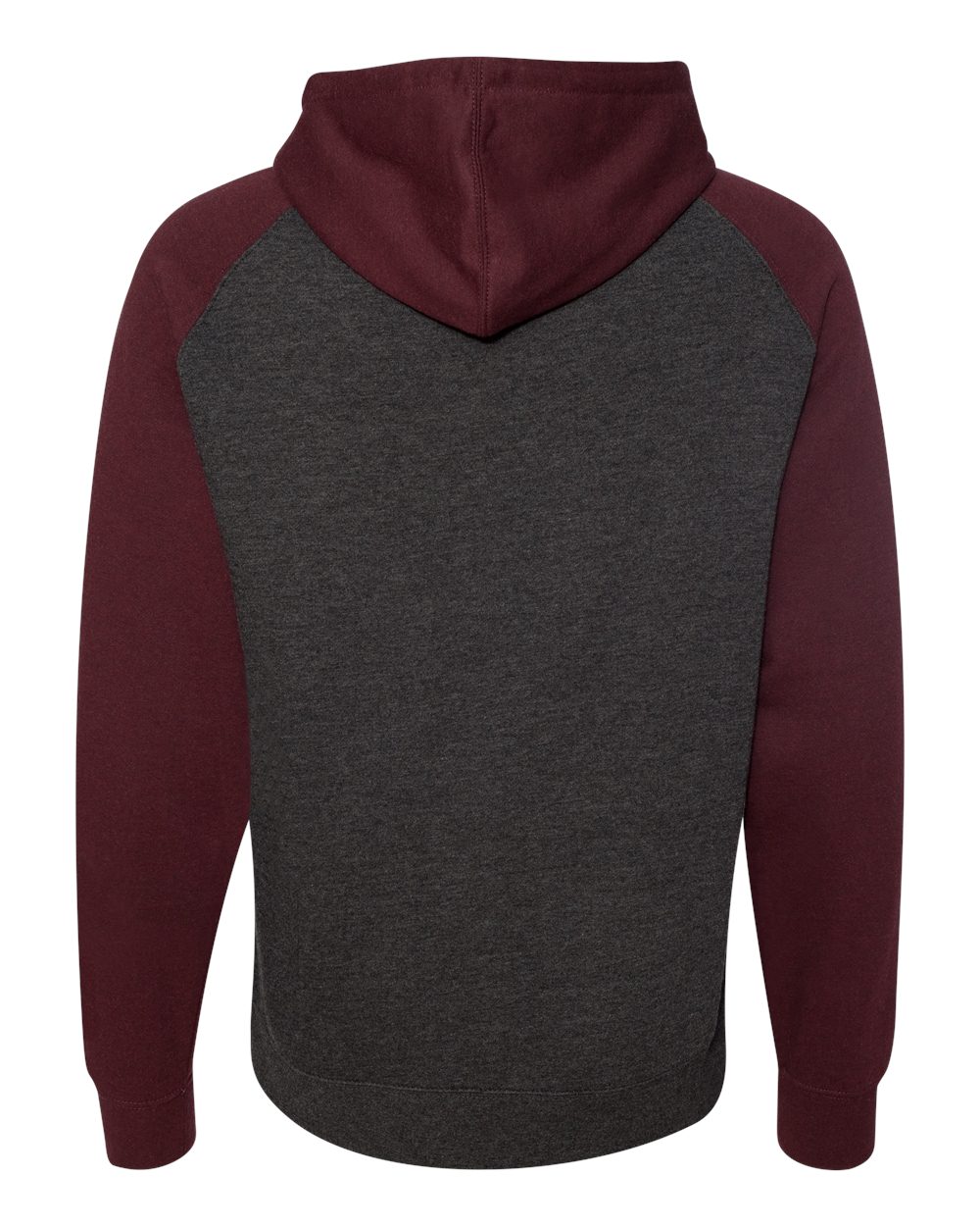 Independent Trading Co. Unisex Raglan Hooded Sweatshirt - IND40RP Charcoal Heather- Burgundy Heather