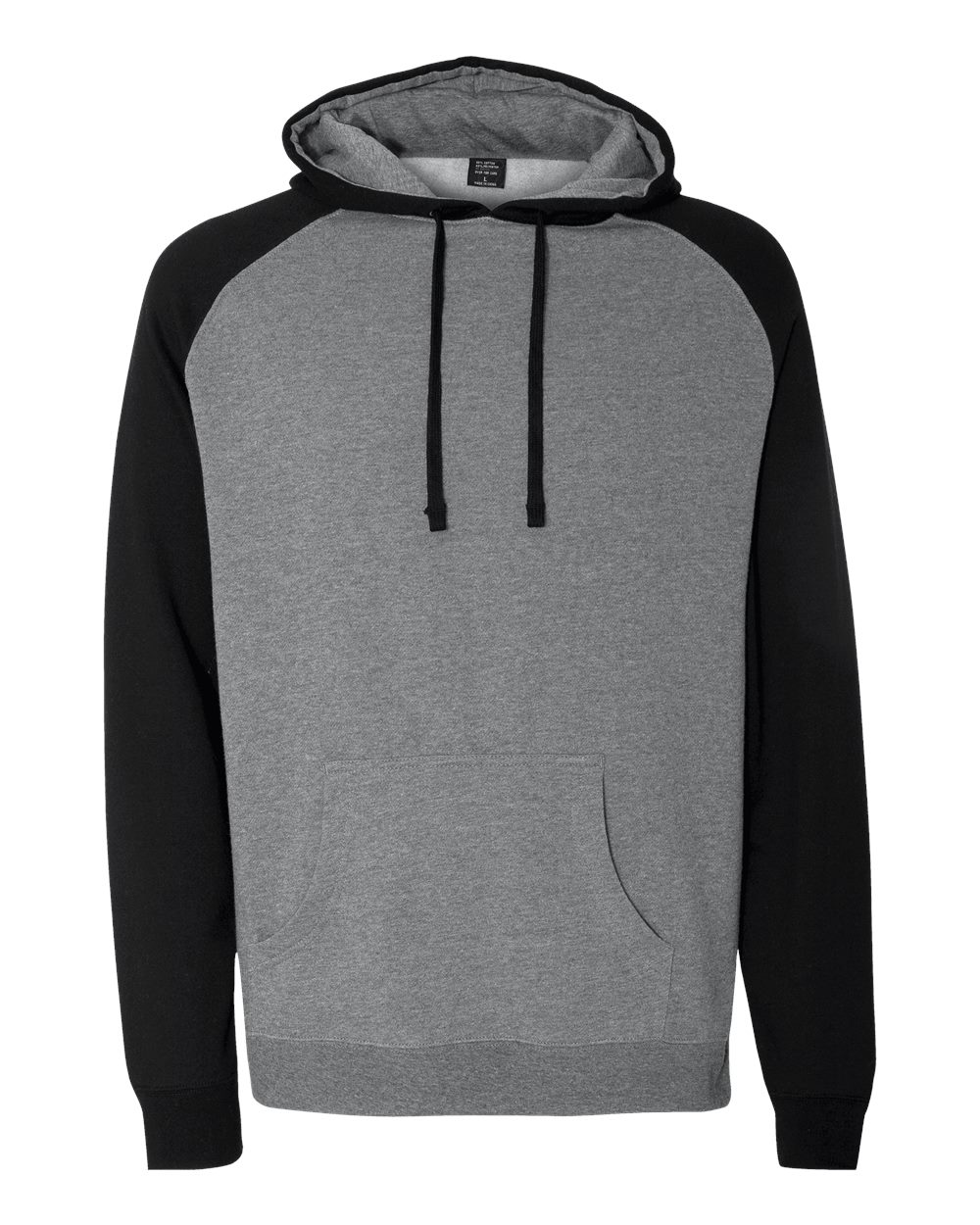 Independent Trading Co. Unisex Raglan Hooded Sweatshirt - IND40RP Gunmetal Heather- Black