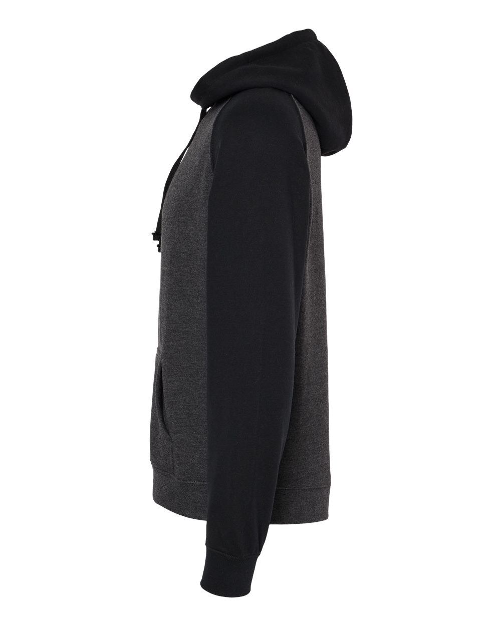 Independent Trading Co. Unisex Raglan Hooded Sweatshirt - IND40RP Gunmetal Heather- Black