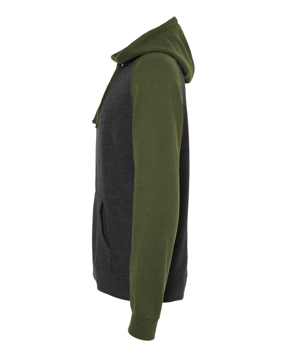 Independent Trading Co. Unisex Raglan Hooded Sweatshirt - IND40RP Charcoal Heather- Army Heather