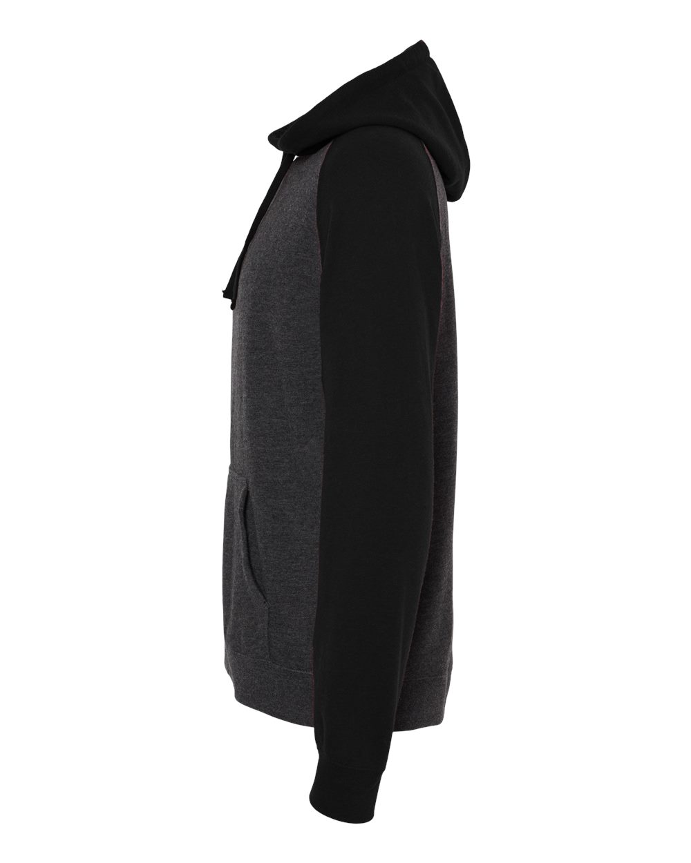 Independent Trading Co. Unisex Raglan Hooded Sweatshirt - IND40RP Charcoal Heather- Black