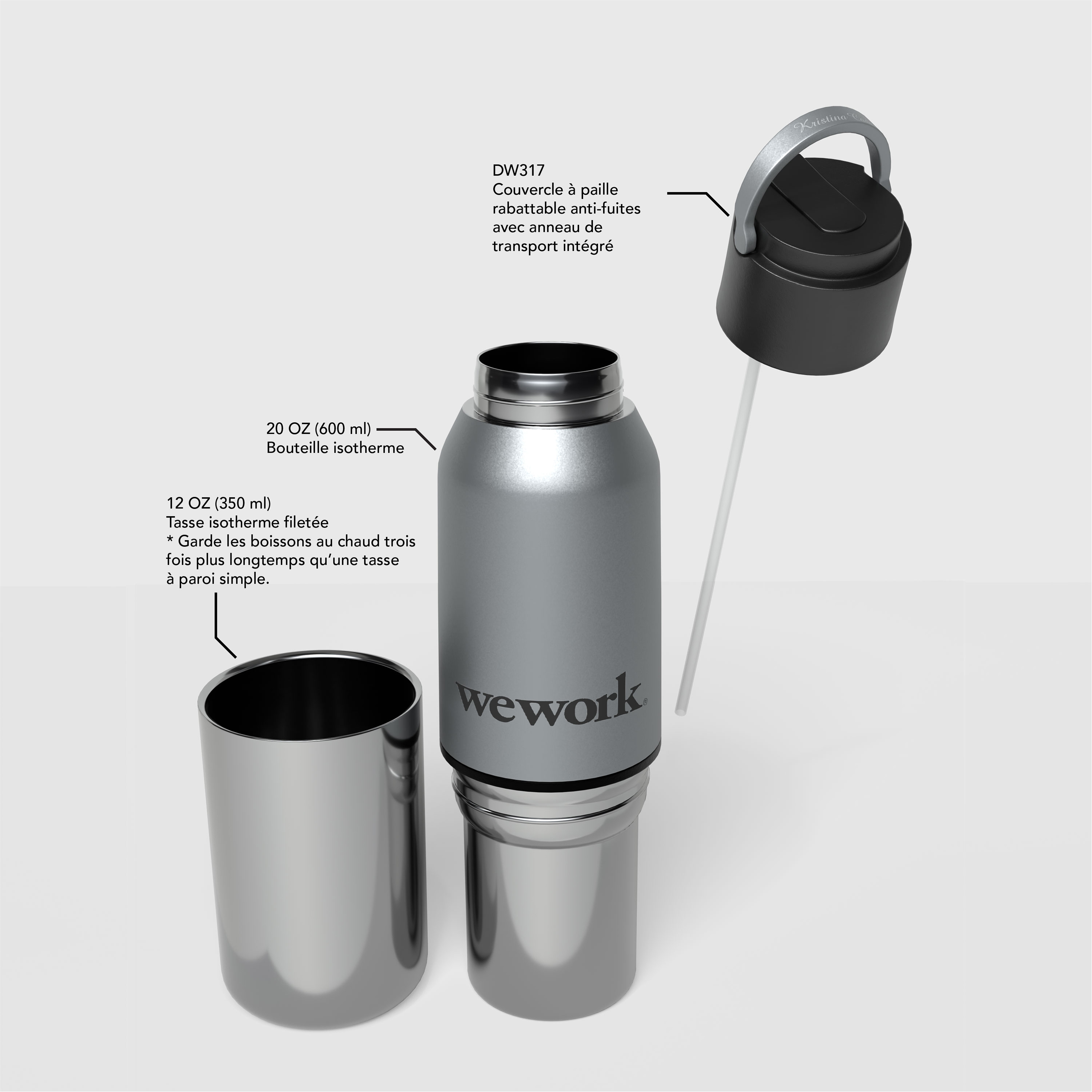 Spectorandco Switch-hitter 2-in-1 sport 600 ml / 20 oz stainless steel bottle with 350 ml / 12 oz cup - DW317 