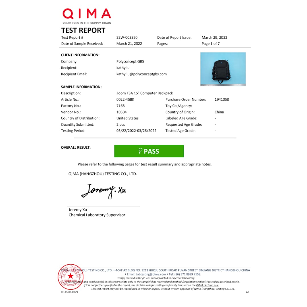 Zoom Zoom TSA 15" Computer Backpack - 0022-45 Black