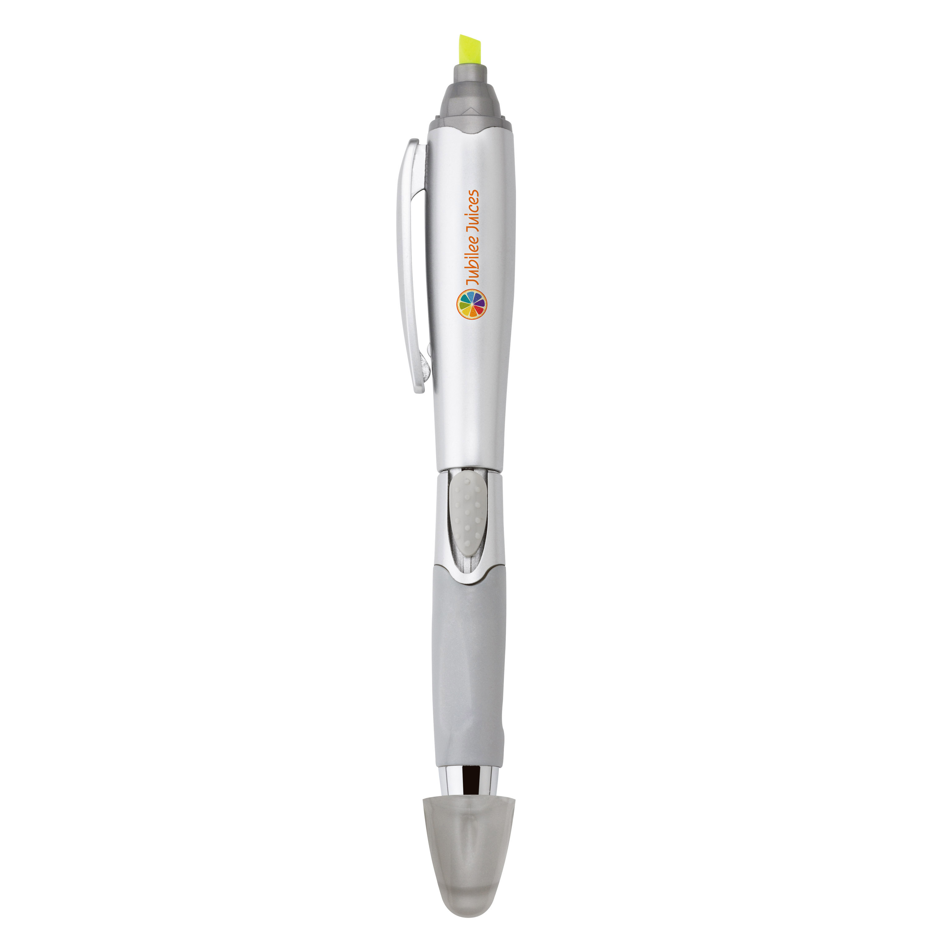 Spectorandco Silver blossom ballpoint pen/highlighter - G1032 