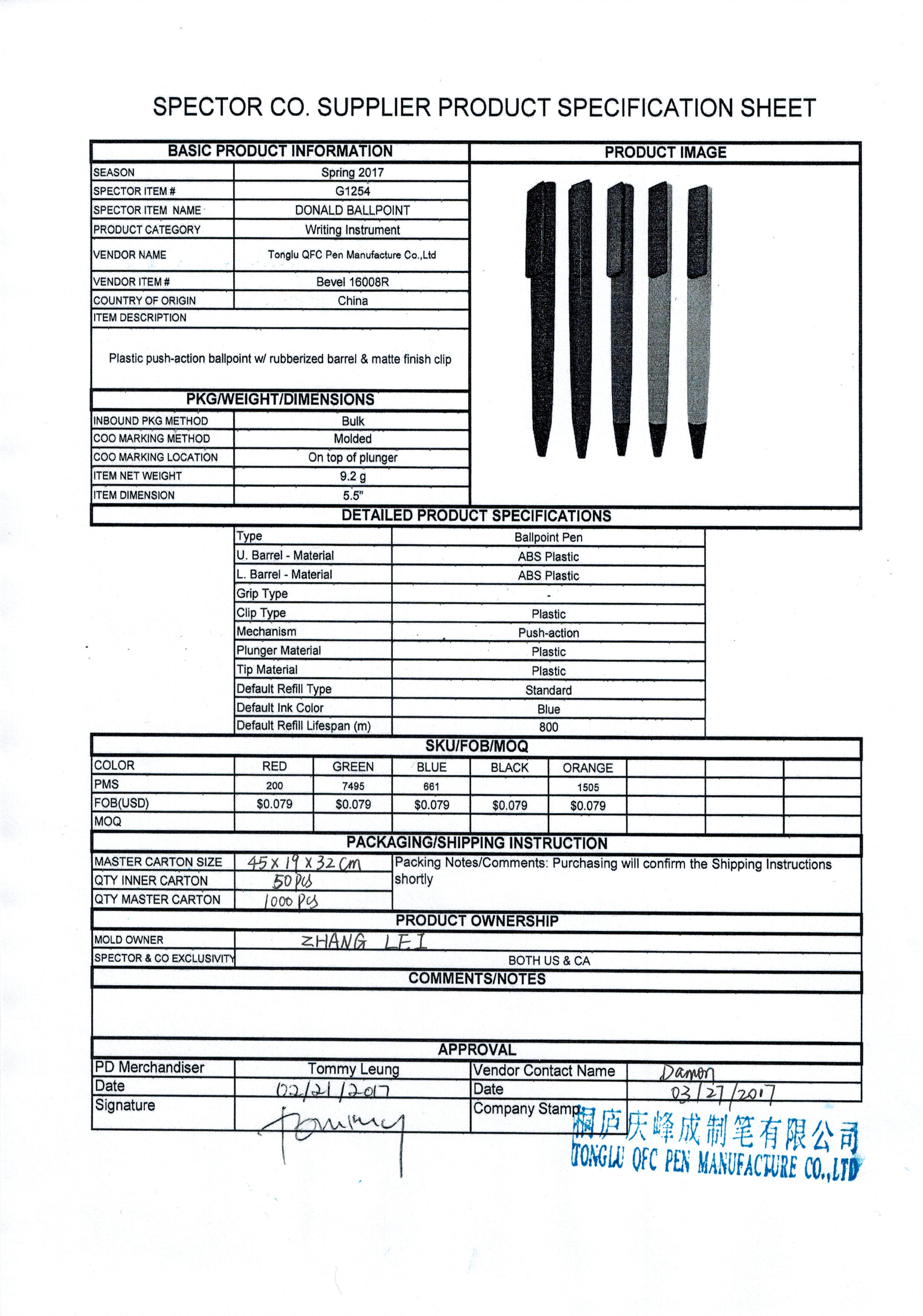 Spectorandco Donald ballpoint pen - G1254 