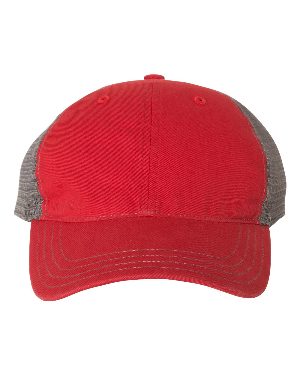 Richardson Garment-Washed Trucker Cap - 111 Red- Charcoal