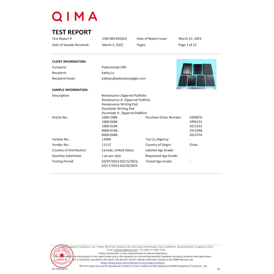 FSC&#174; Mix Renaissance Zippered Padfolio - 1000-10 Black