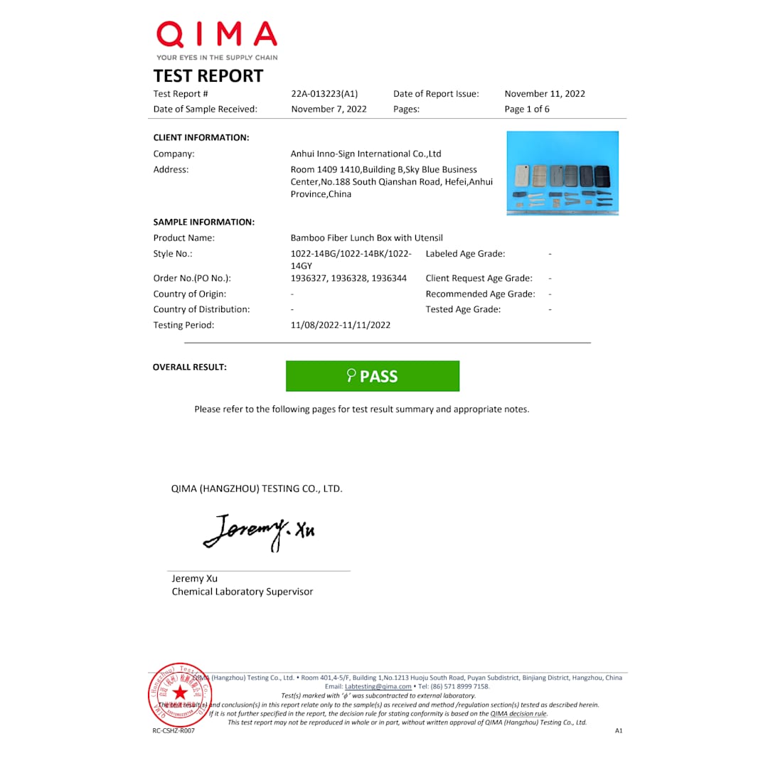 Bamboo Fiber Lunch Box with Utensils - 1022-14 Black