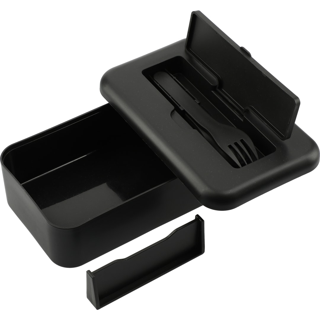 Bamboo Fiber Lunch Box with Utensils - 1022-14 Black