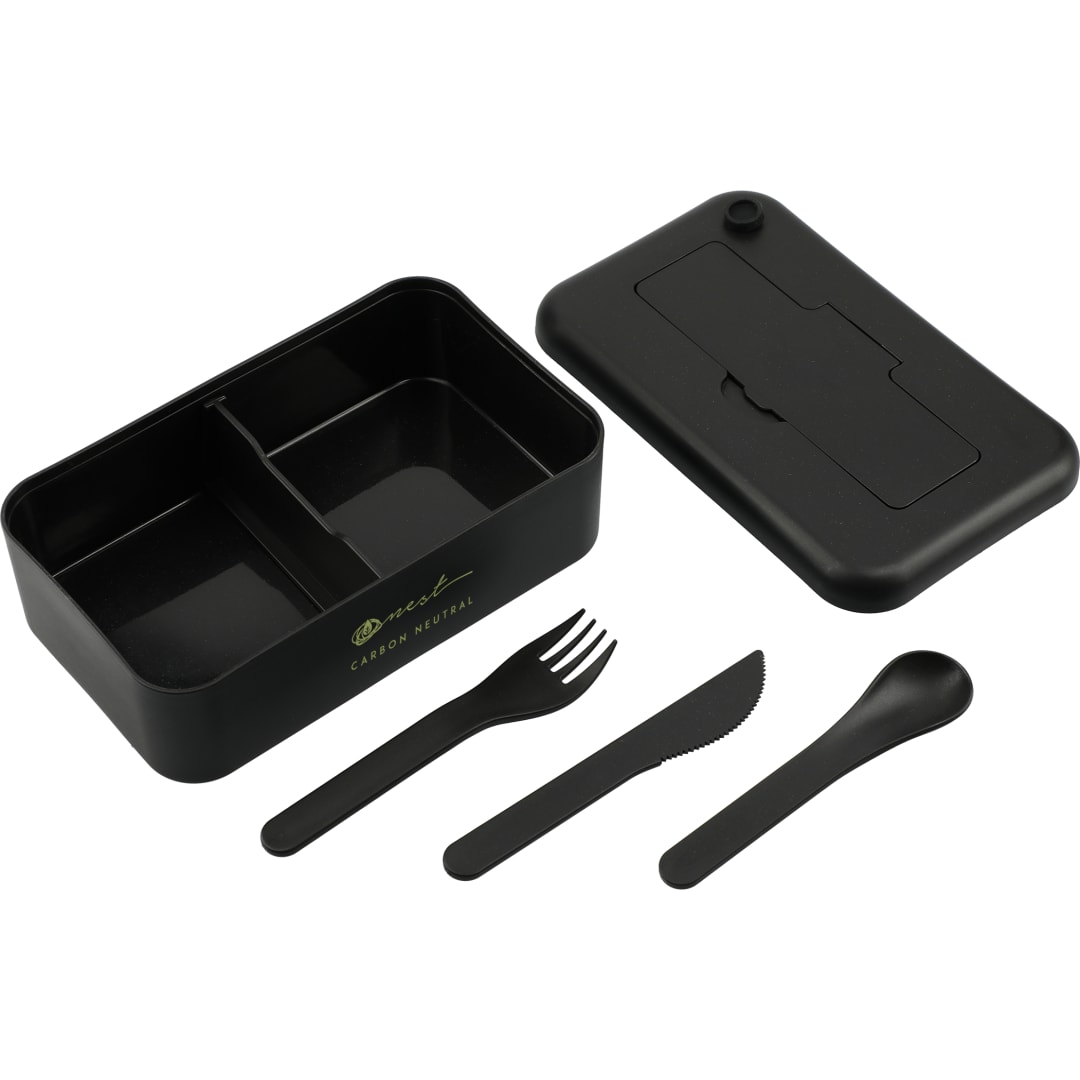 Bamboo Fiber Lunch Box with Utensils - 1022-14 Black