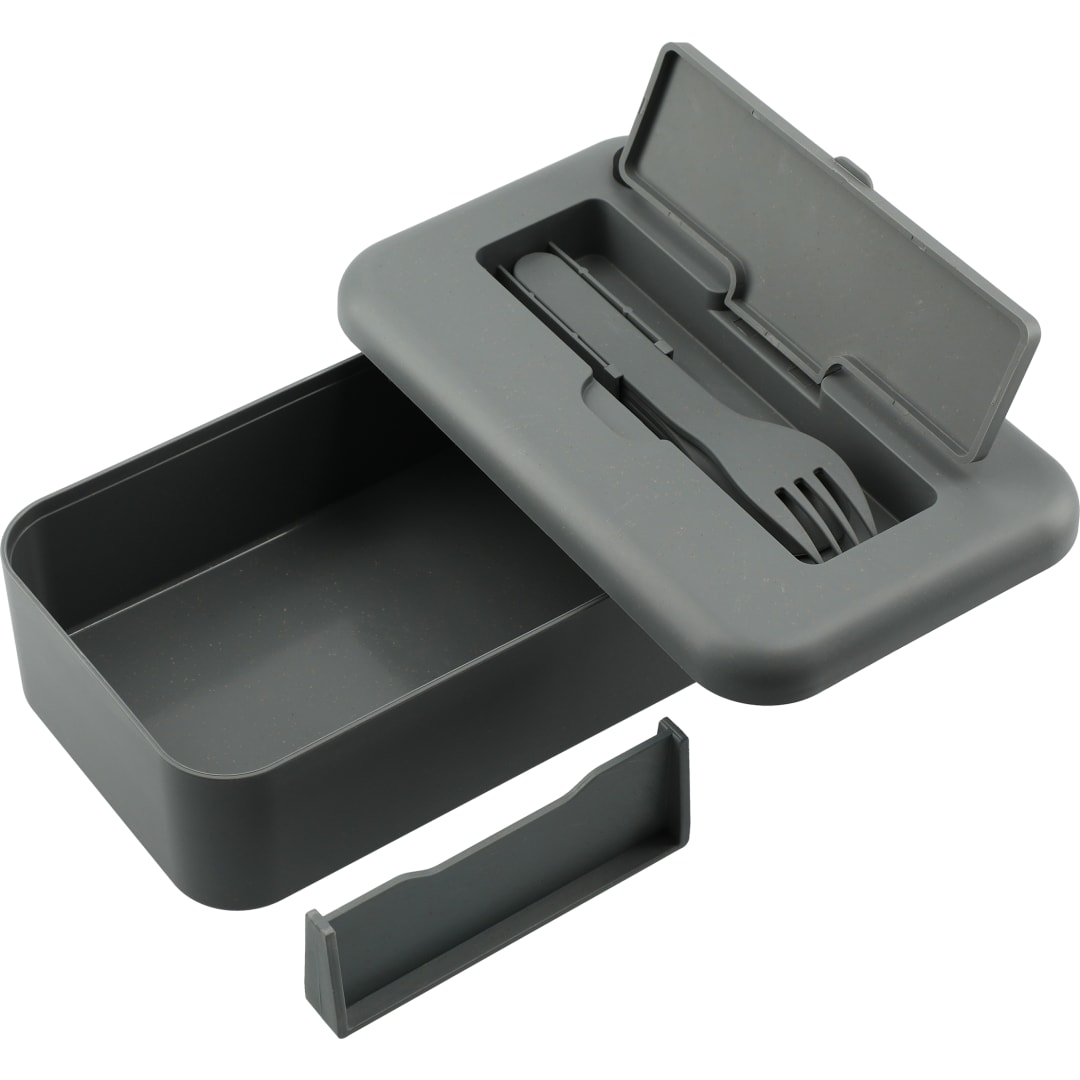 Bamboo Fiber Lunch Box with Utensils - 1022-14 Gray