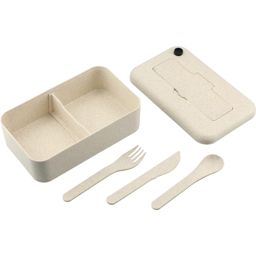 Bamboo Fiber Lunch Box with Utensils - 1022-14 Tan