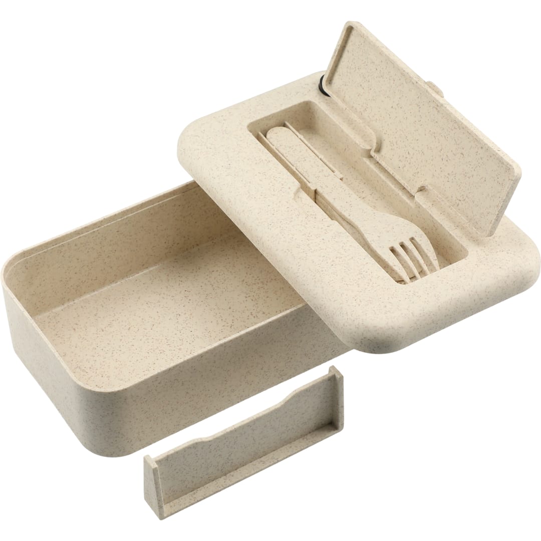 Bamboo Fiber Lunch Box with Utensils - 1022-14 Tan