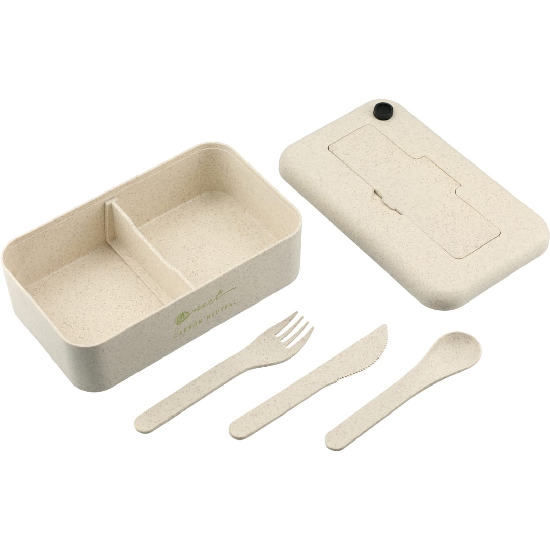 Bamboo Fiber Lunch Box with Utensils - 1022-14 Tan
