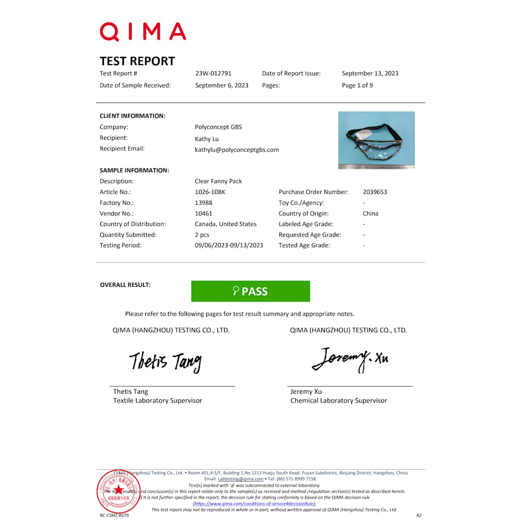 Clear Fanny Pack - 1026-10 Black