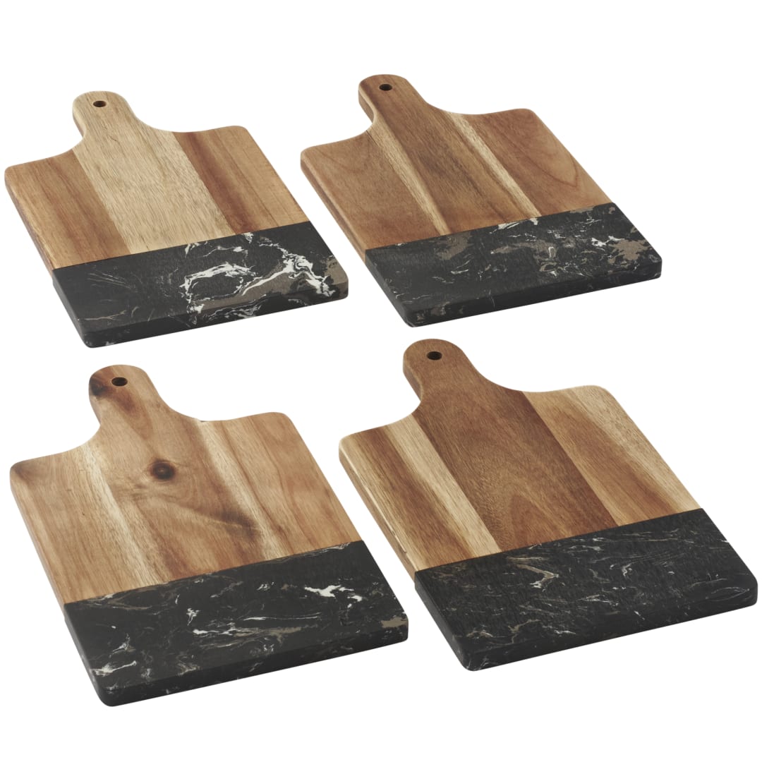 Black Marble and Wood Cutting Board - 1033-64 Black