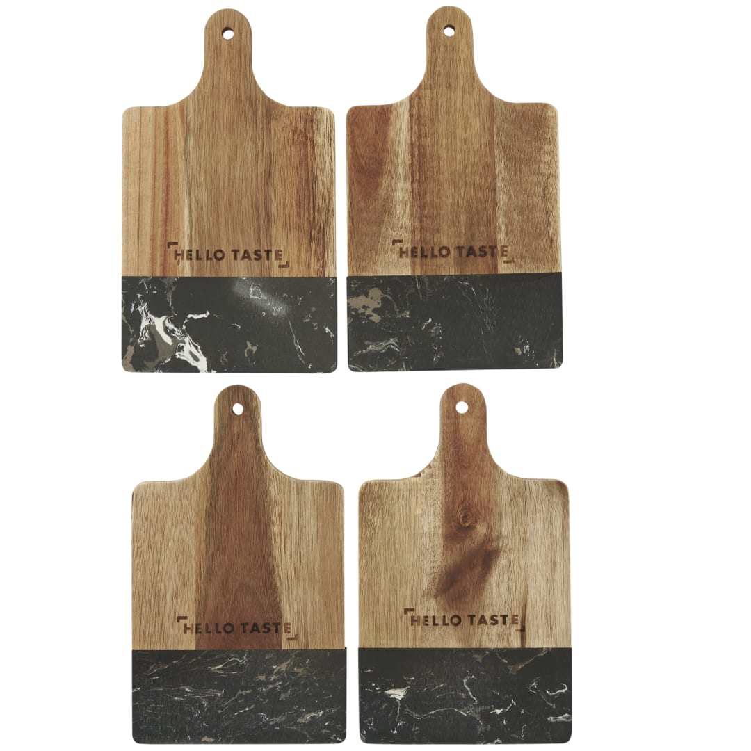 Black Marble and Wood Cutting Board - 1033-64 Black