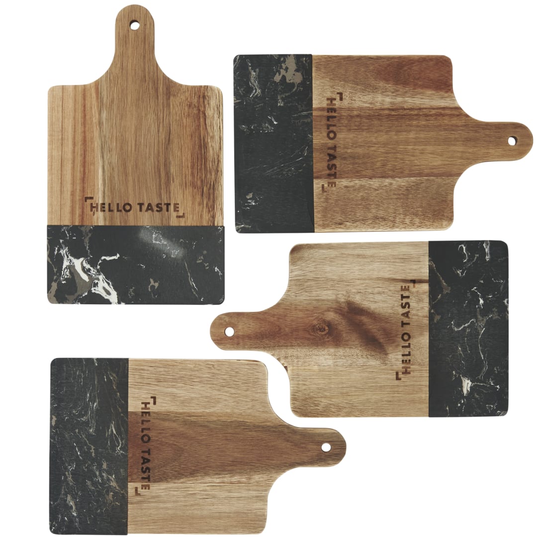 Black Marble and Wood Cutting Board - 1033-64 Black