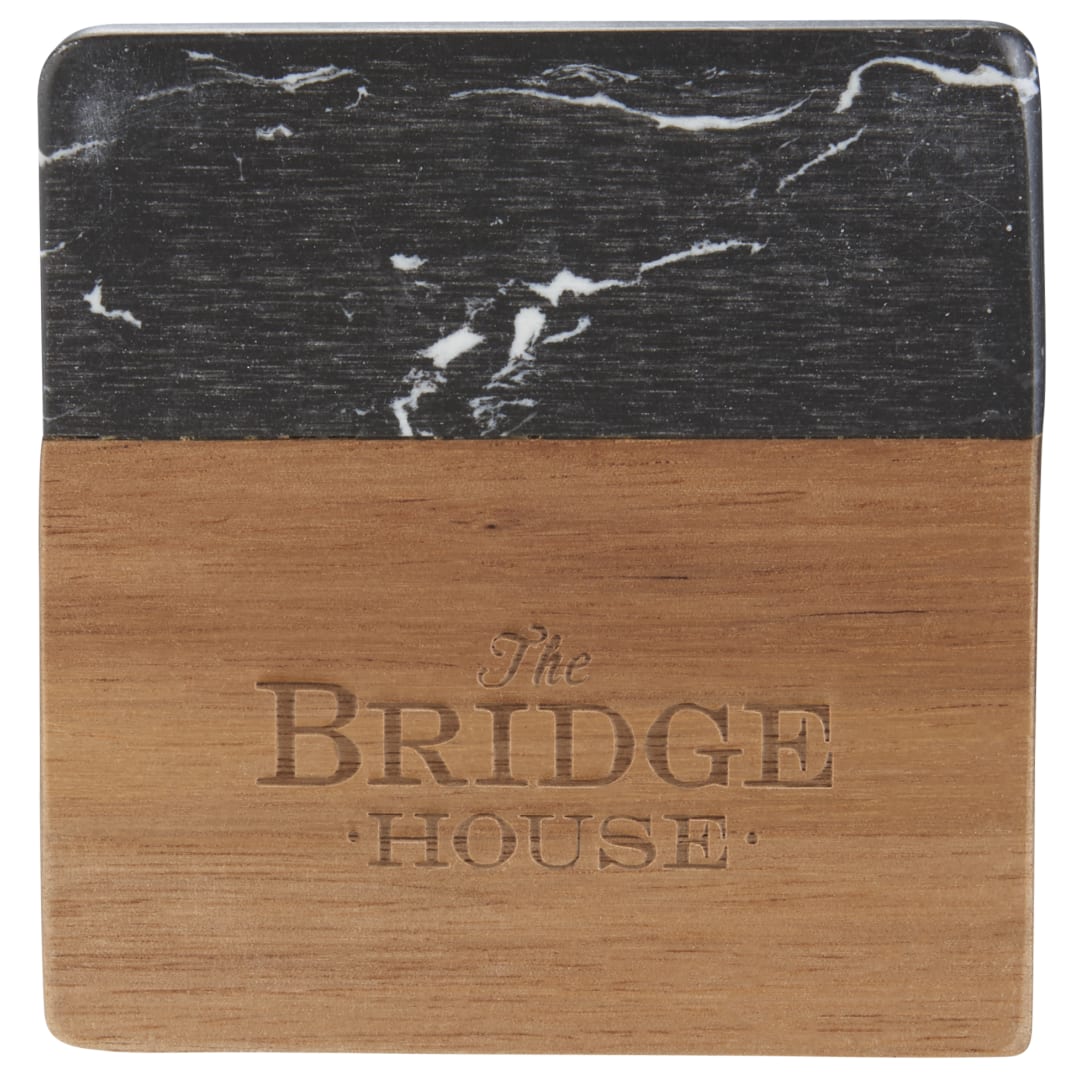  Black Marble and Wood Coaster Set - 1033-65