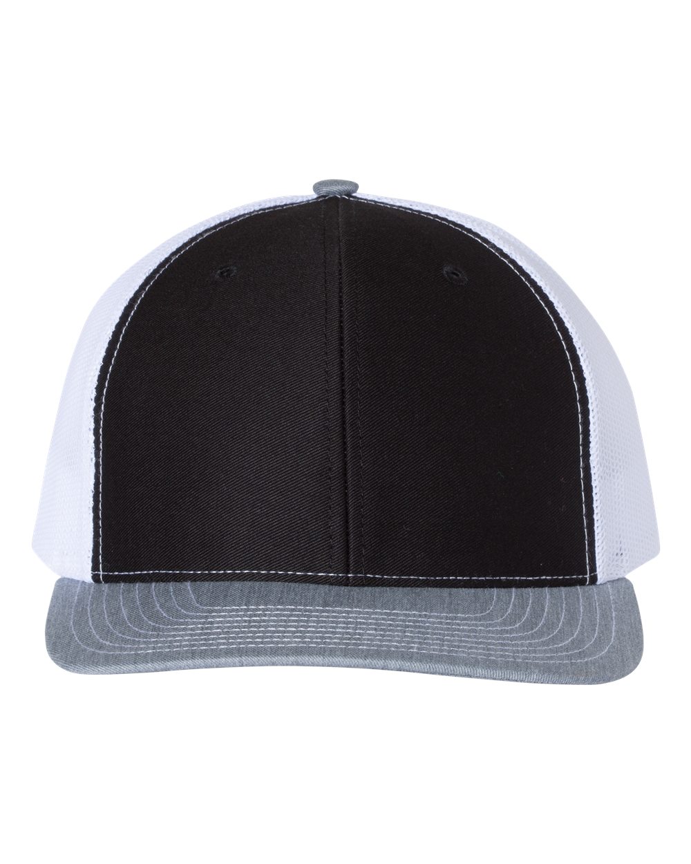 Richardson Snapback Trucker Cap - 112 Black- White- Heather Grey