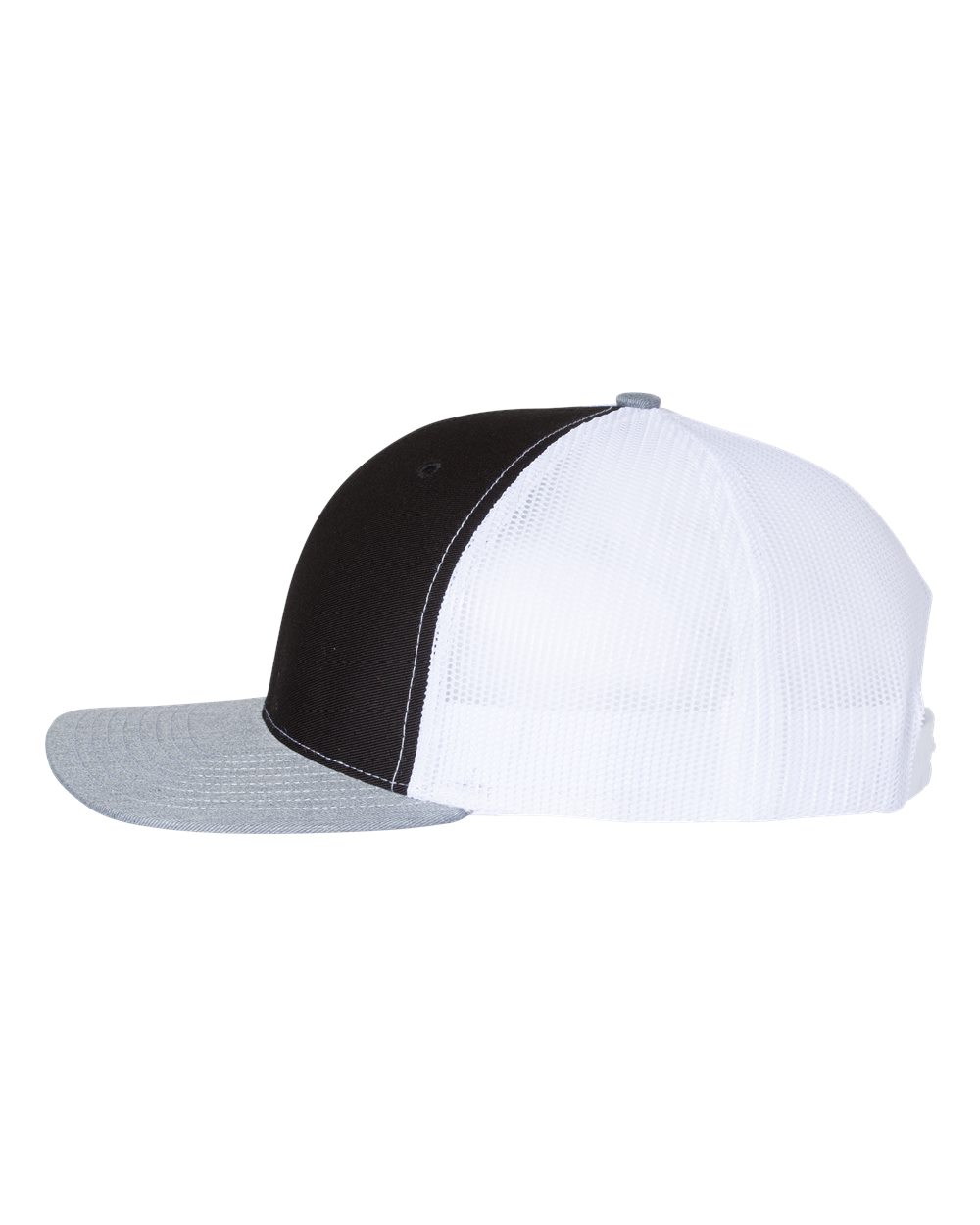 Richardson Snapback Trucker Cap - 112 Black- White- Heather Grey