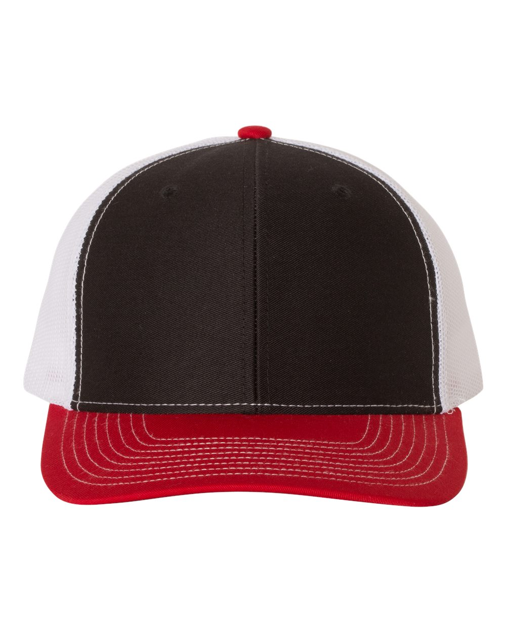 Richardson Snapback Trucker Cap - 112 Black- White- Red