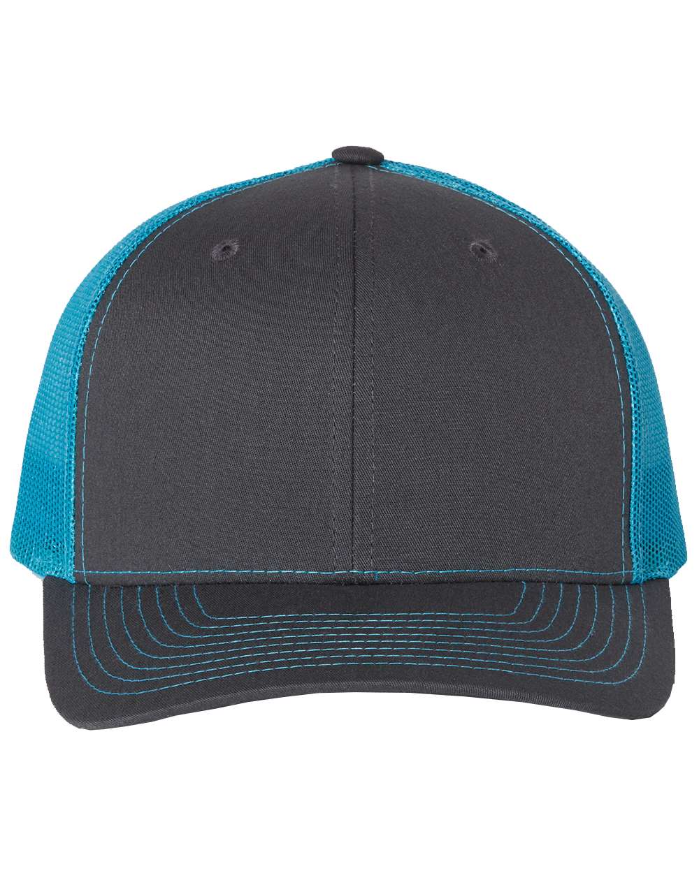 Richardson Snapback Trucker Cap - 112 Charcoal- Neon Blue