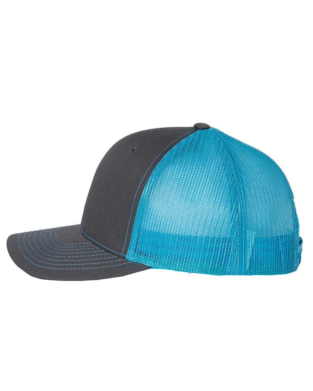 Richardson Snapback Trucker Cap - 112 Charcoal- Neon Blue