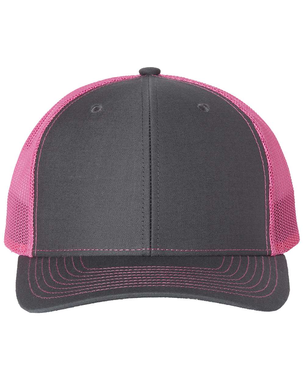 Richardson Snapback Trucker Cap - 112 Charcoal- Neon Pink